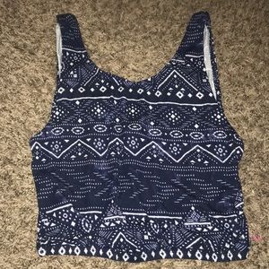 Dark blue tribal crop top